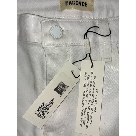 L'Agence Tati Coated Bootcut Jeans Women's 31  Blanc High Rise Super Stretch NEW - Picture 6 of 16
